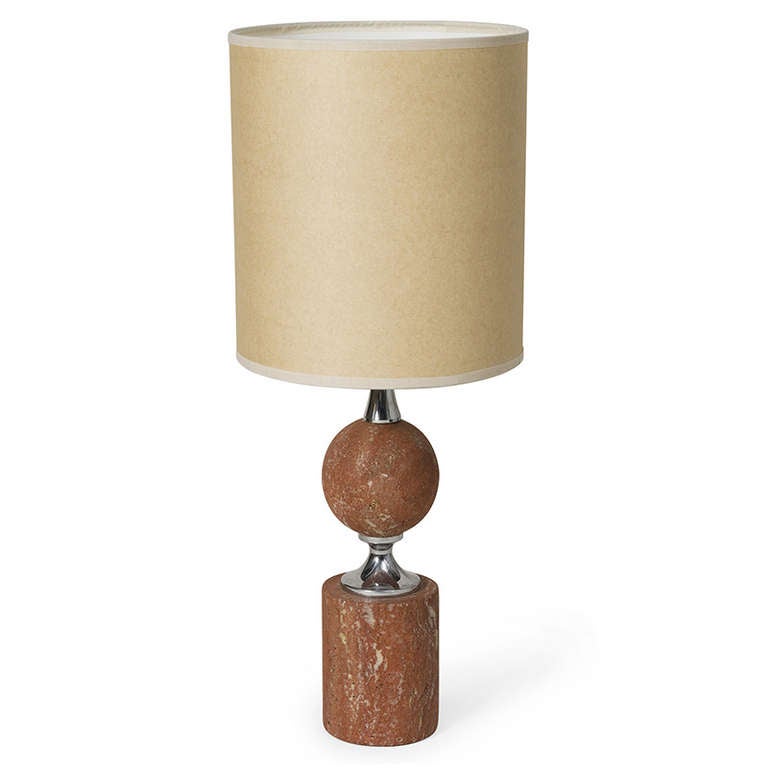 French Brick Red Table Lamp by Barbier
