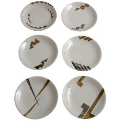 Set of Six Ceramic Dinner Plates by Jean Luce