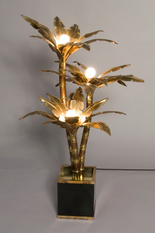 French Three Branch Tree Form Brass Floor Lamp by Maison Jansen