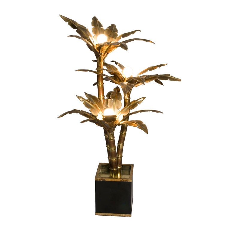 Three Branch Tree Form Brass Floor Lamp by Maison Jansen