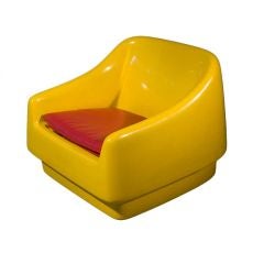 1960s Italian Yellow Molded Fiberglass Chair