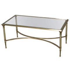 Bronze Frame Glass Top Coffee Table by Maison Charles