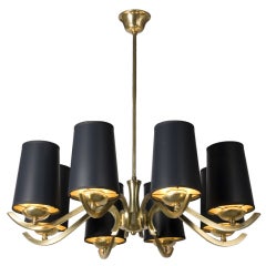 Large Eight Arm Brass Chandelier