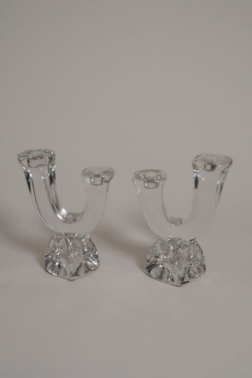 Pair of Two Arm Crystal Candelabra by Daum