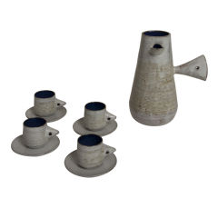 Vintage Ceramic Tea or Saki Service for Four by Les Argonautes