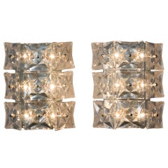 Pair of Faceted Crystal Wall Sconces by Kinkeldey