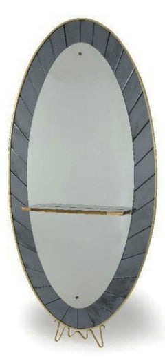 Slate Blue Framed Oval Mirror by Cristal Art