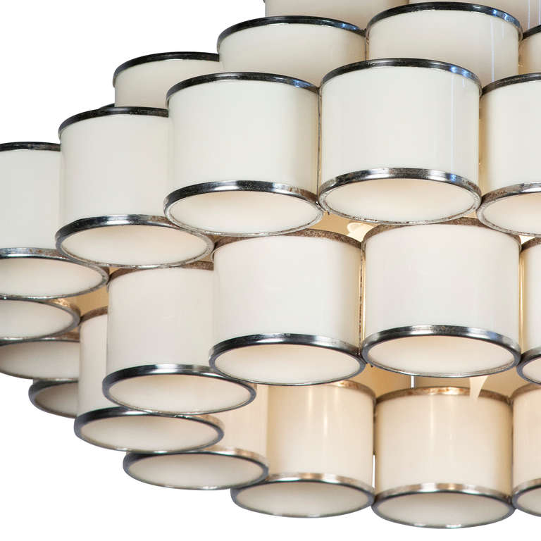 Mid-20th Century Stacked Cylinders Chandelier