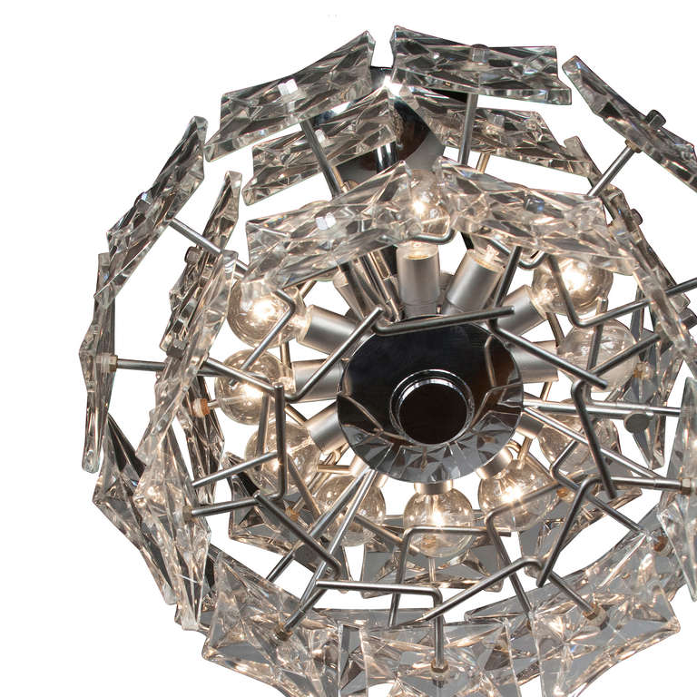 Mid-20th Century Faceted Crystal Chandelier by Kinkeldey