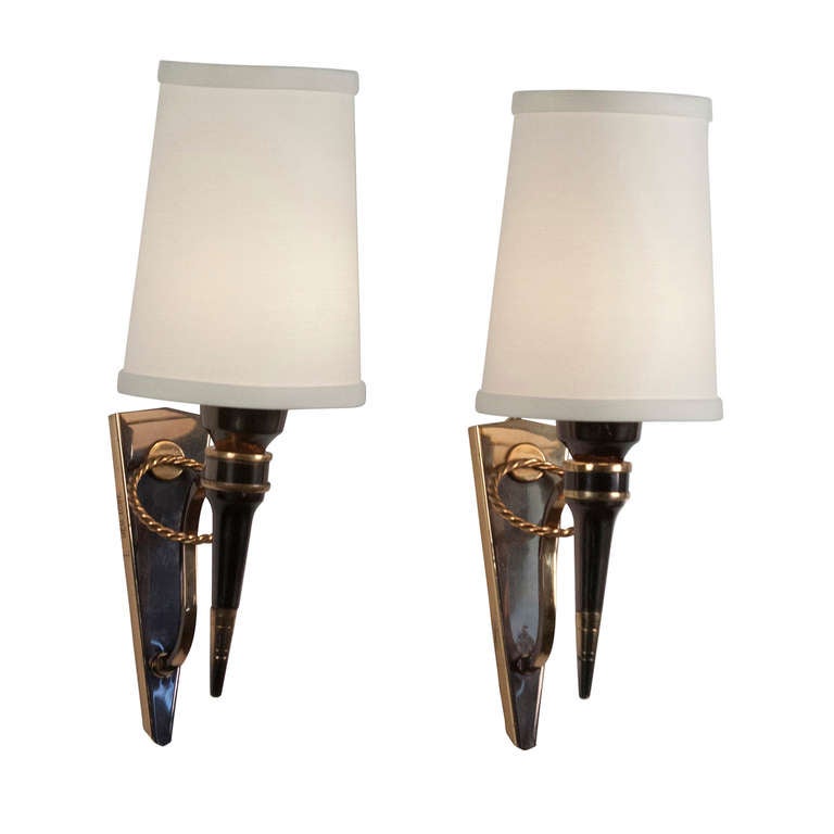 French Torch Style Sconces by Arlus, Pair