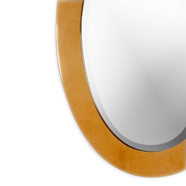 Mid-20th Century Aldo Tura Lacquered Goatskin Mirror For Sale