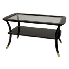 Glass Top Black Lacquer Low Table by Raphael