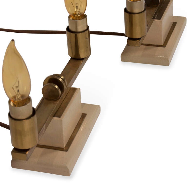 Wood Art Deco Mantle or Table Lamps, Pair