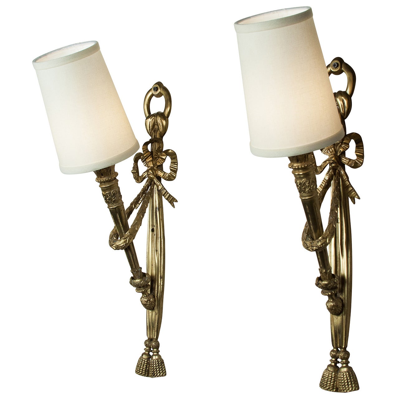 Pair of Tall Torch Wall Sconces For Sale