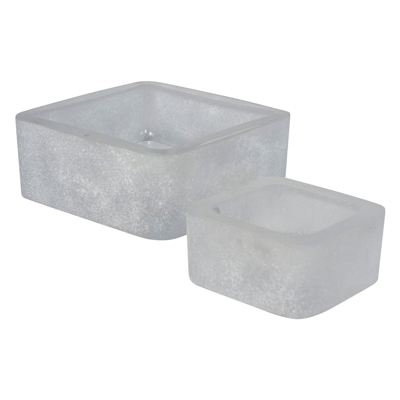 Frosted Glass Dishes by Seguso For Sale