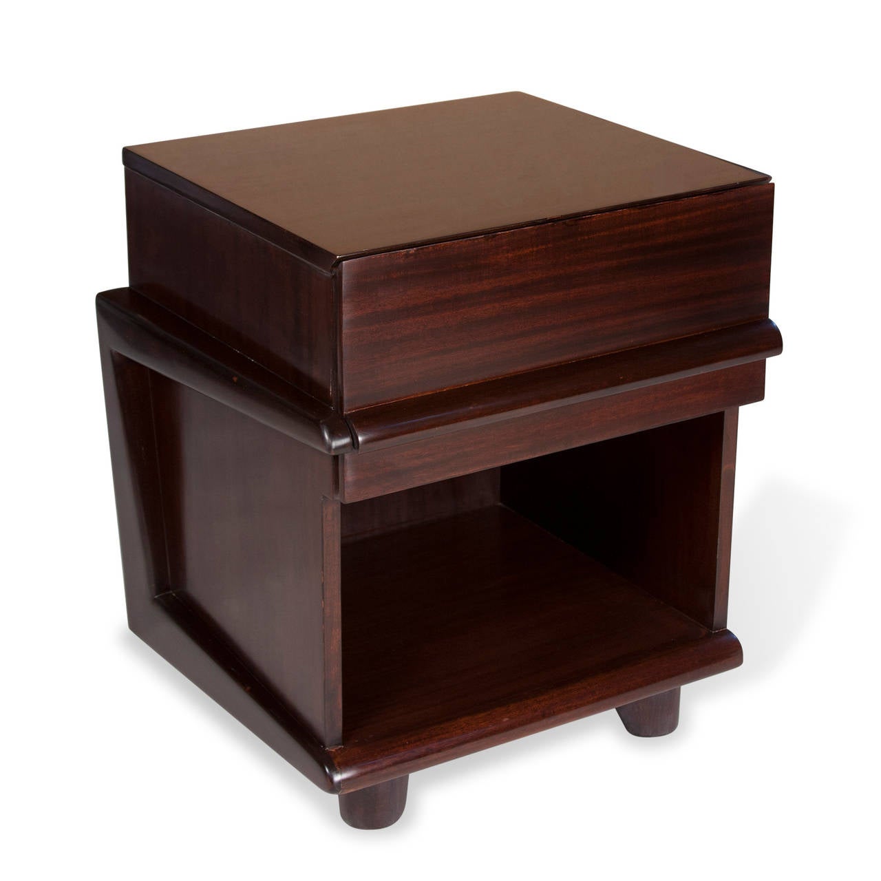 American Pair of Single-Drawer Walnut End Tables