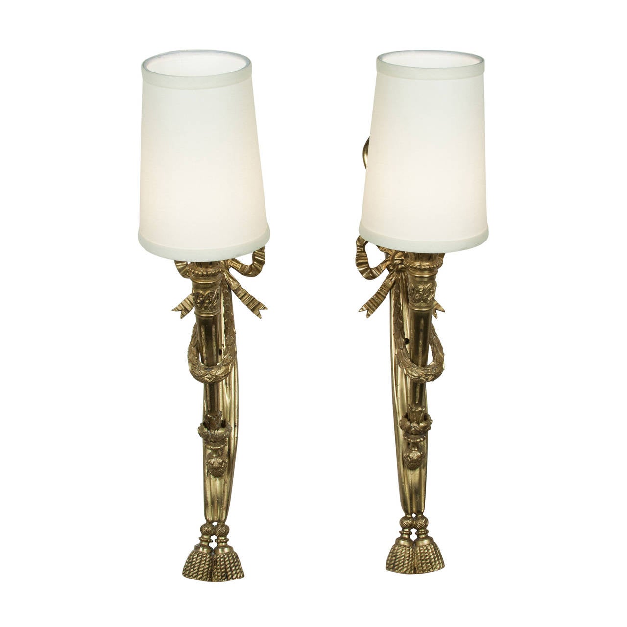 Pair of Tall Torch Wall Sconces In Excellent Condition For Sale In Brooklyn, NY