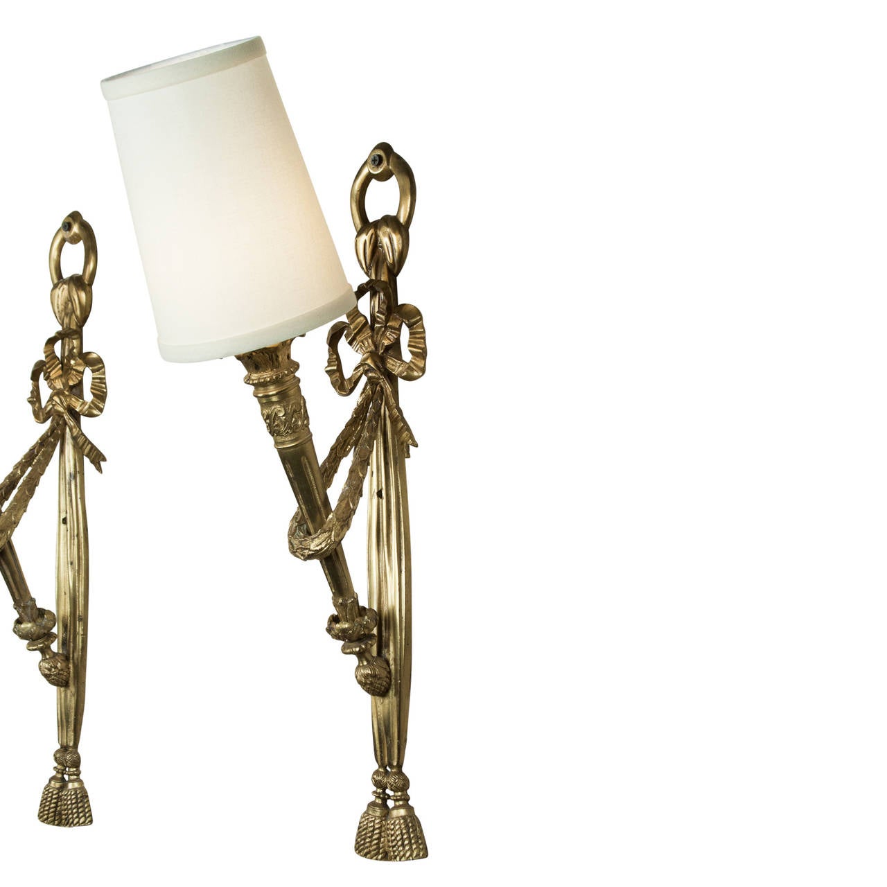 French Pair of Tall Torch Wall Sconces For Sale