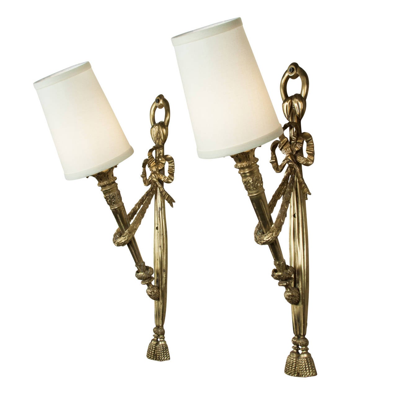 Late 20th Century Pair of Tall Torch Wall Sconces For Sale