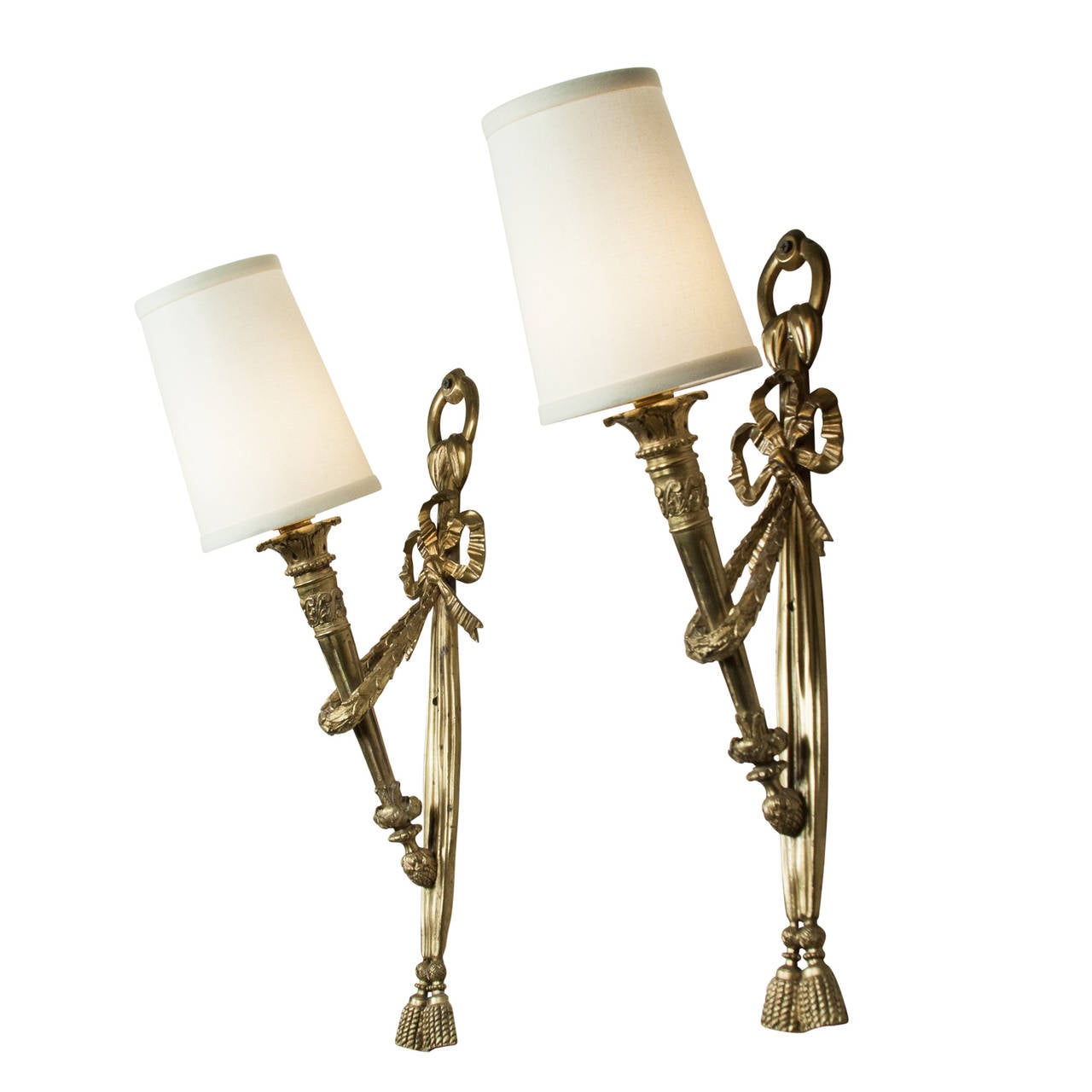 Pair of Tall Torch Wall Sconces For Sale 1