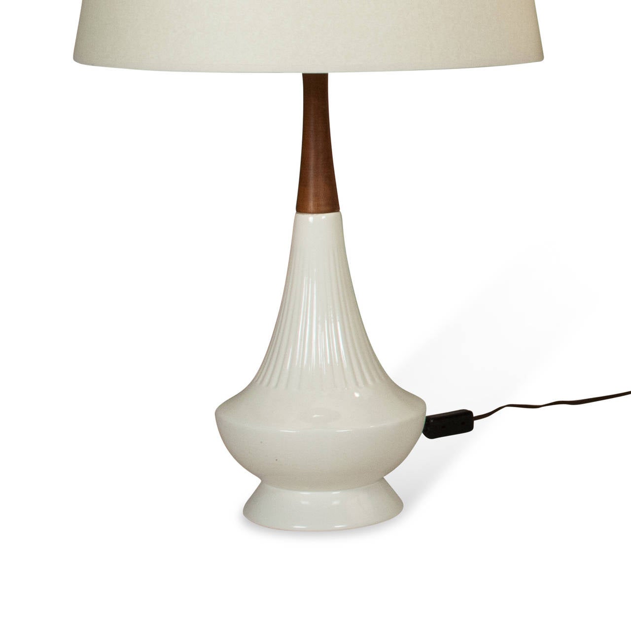 Danish Pair of Ceramic and Walnut Table Lamps