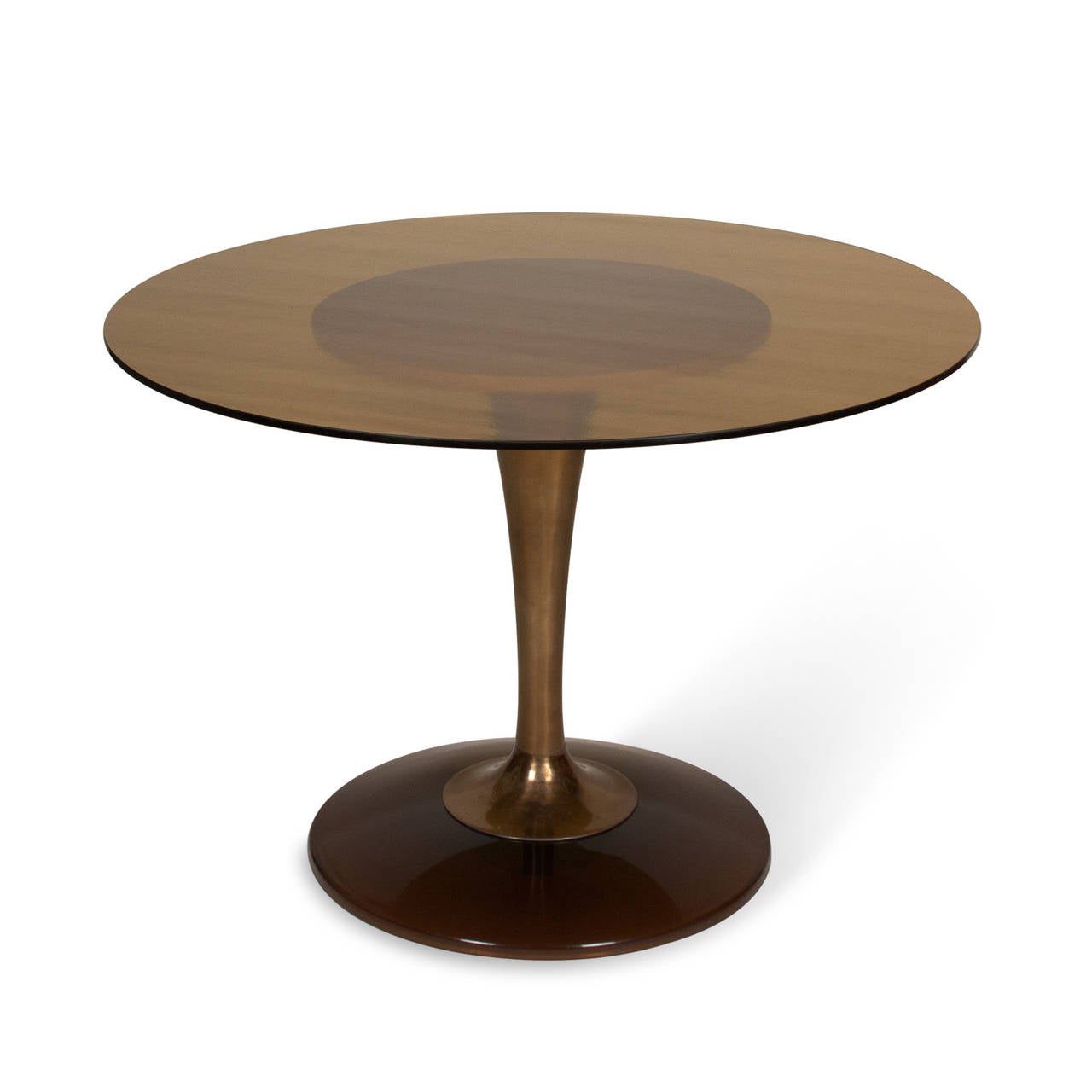 American Amber Glass-Top Tulip Dining Table and Chairs For Sale