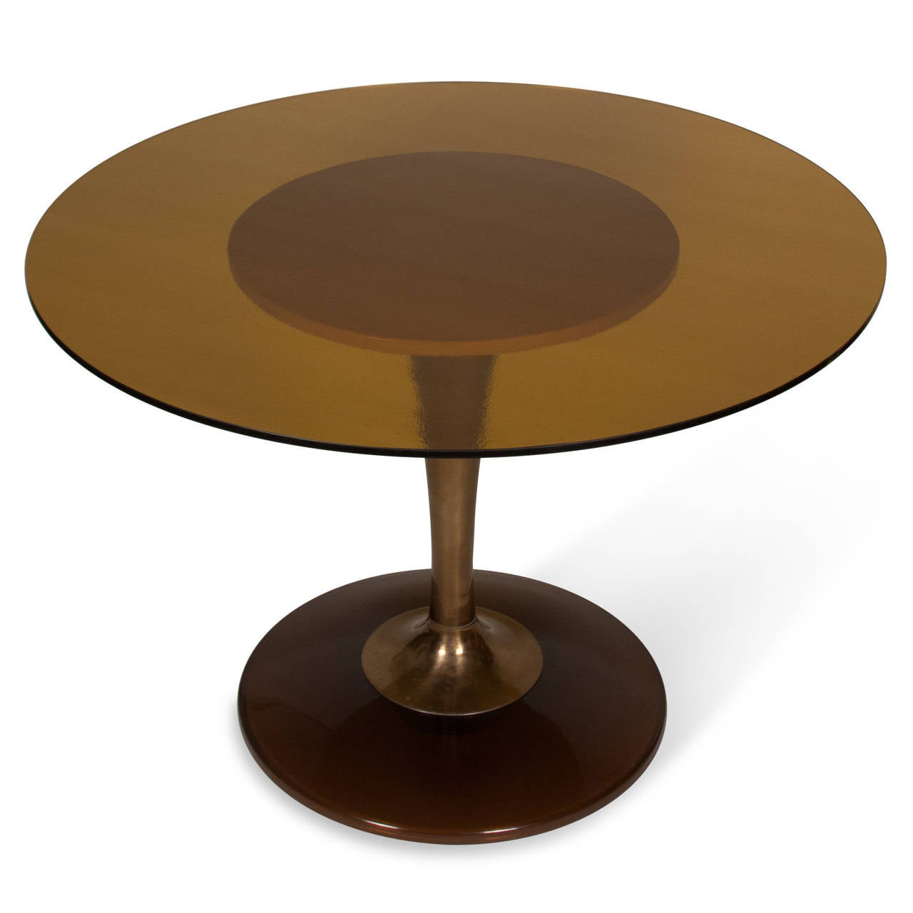 Late 20th Century Amber Glass-Top Tulip Dining Table and Chairs For Sale