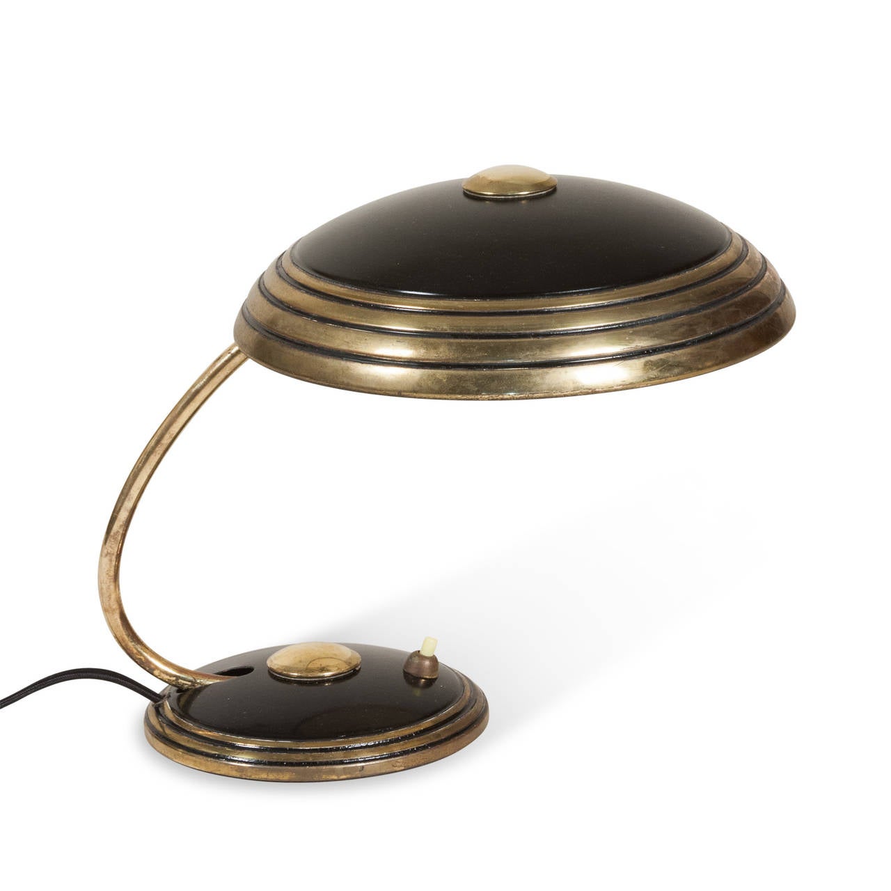 Brass Black Lacquered Desk Lamp
