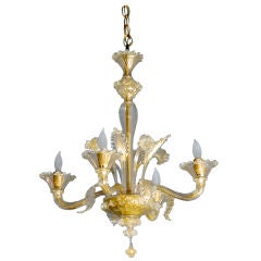 1930s Four Arm Gold Inclusion Murano Glass Chandelier