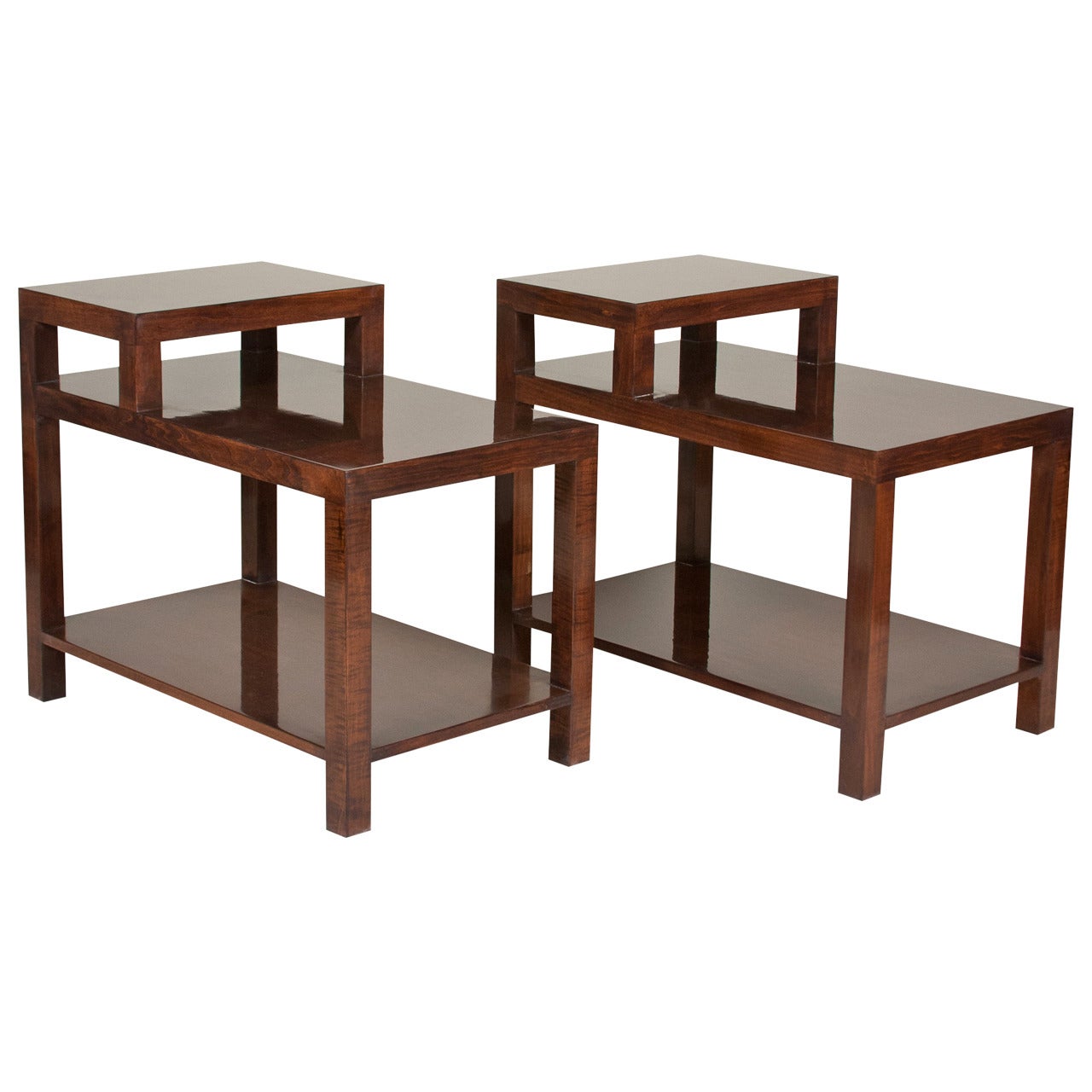 Pair of Stepped End Tables For Sale
