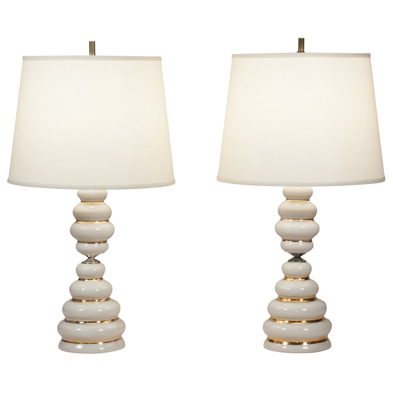 Pair of Stacked Ceramic Table Lamps