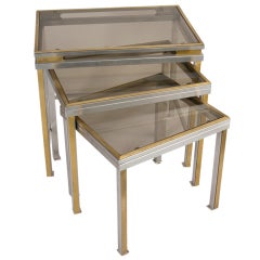 Chrome and Brass Nesting Tables by Guy Lefevre