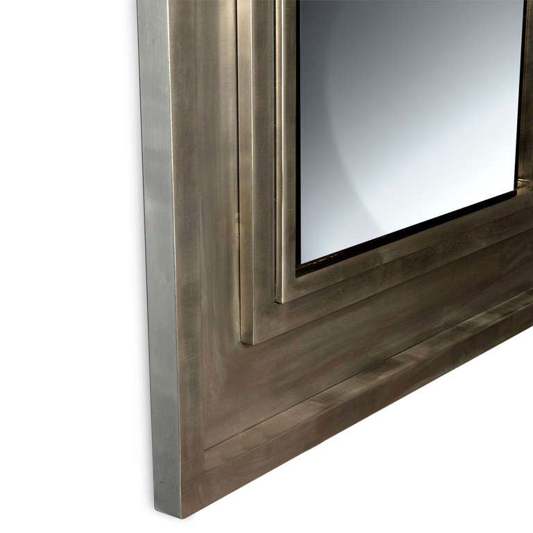 French Brushed Steel Frame Mirror