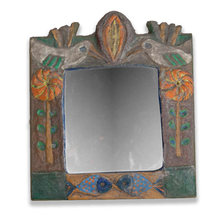 Late 20th Century Hand Carved Mirrors by Les Argonautes Vallauris
