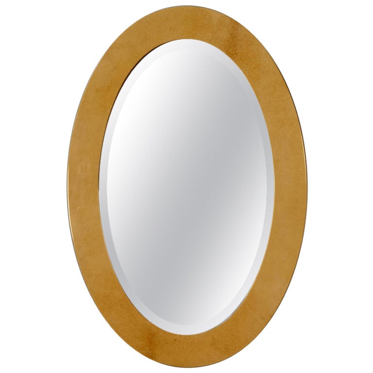 Aldo Tura Lacquered Goatskin Mirror For Sale