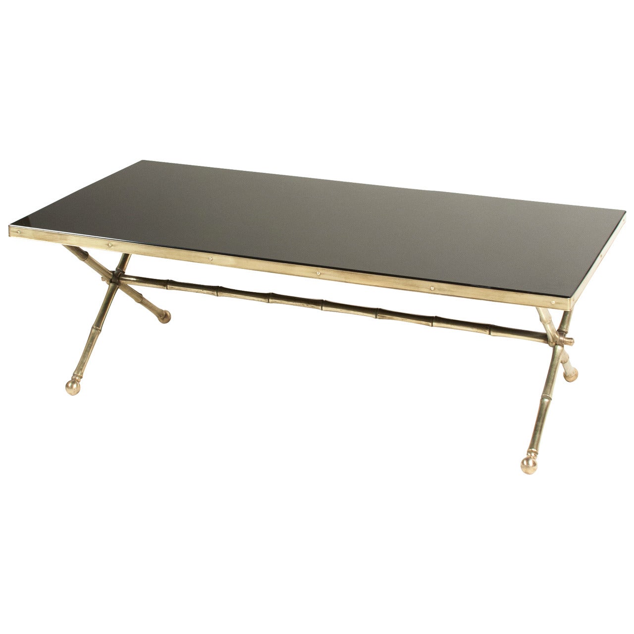 Black Glass Top Coffee Table For Sale
