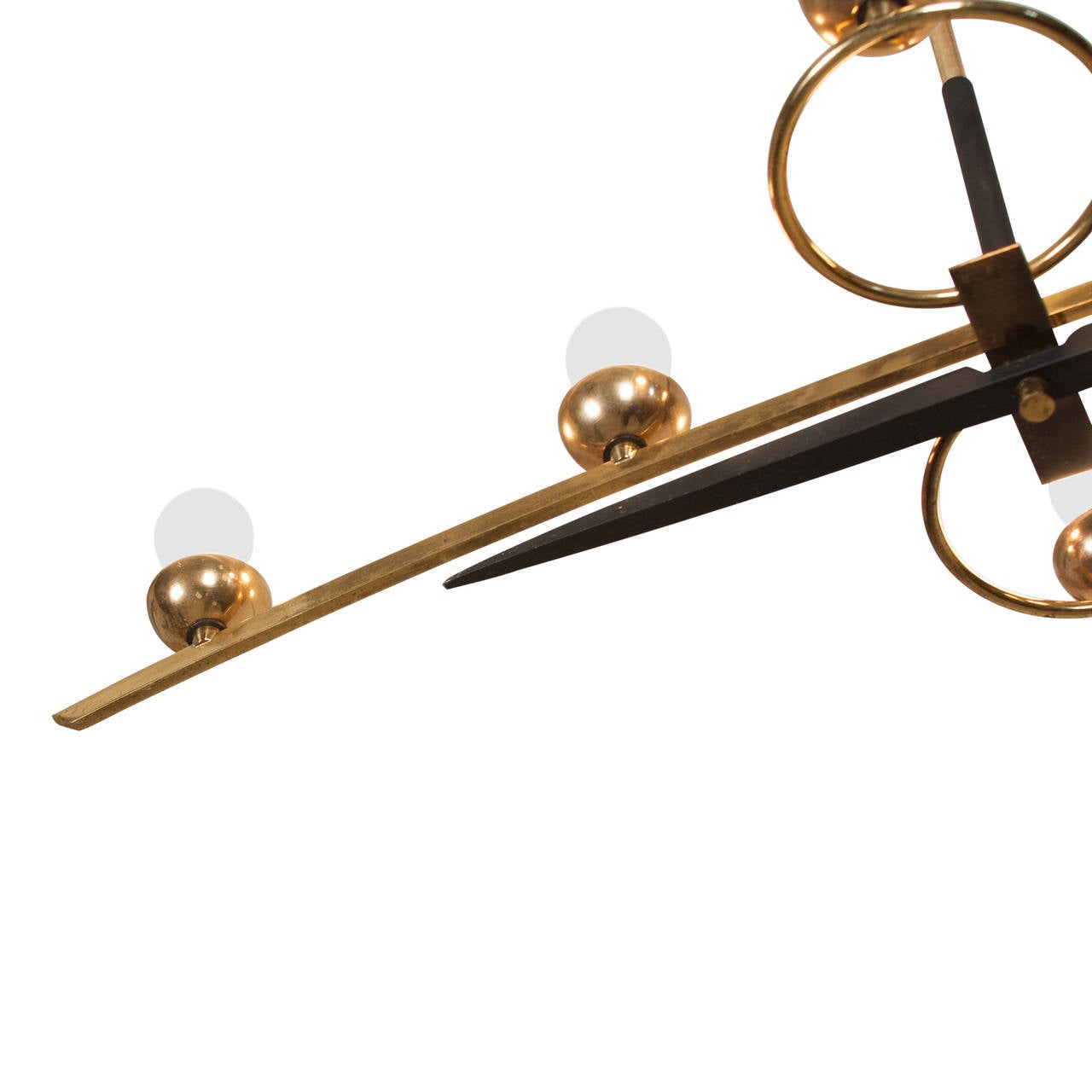 Long Arc Brass Chandelier For Sale 1
