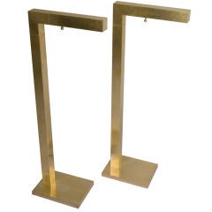 Pair of Lucky L-Shaped Brass Floor Lamps by Chapman