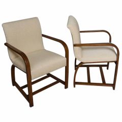 Pair of Tasteful Modern Mahogany Armchairs by Gilbert Rohde