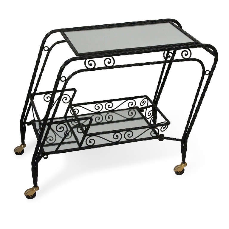 French Iron and Mirror Serving Cart