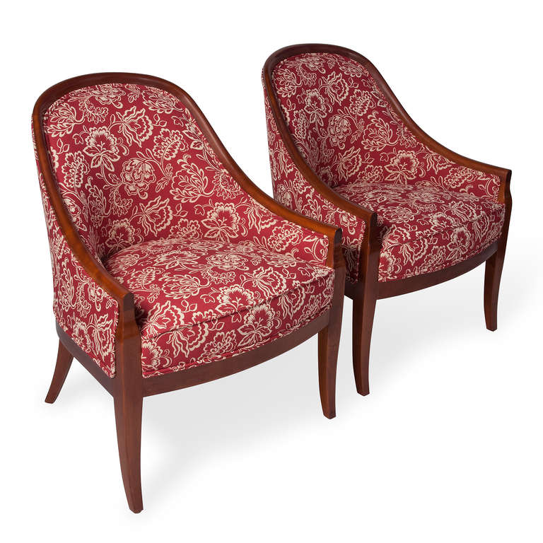 American Arch Back Upholstered Armchairs