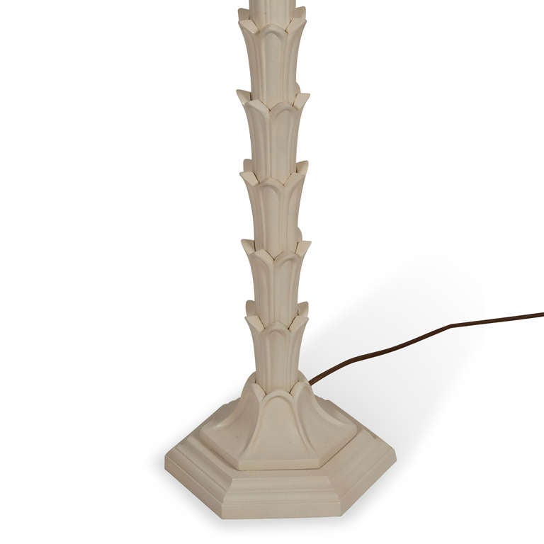 Antique White Lacquered Acanthus Floor Lamp In Excellent Condition In Brooklyn, NY
