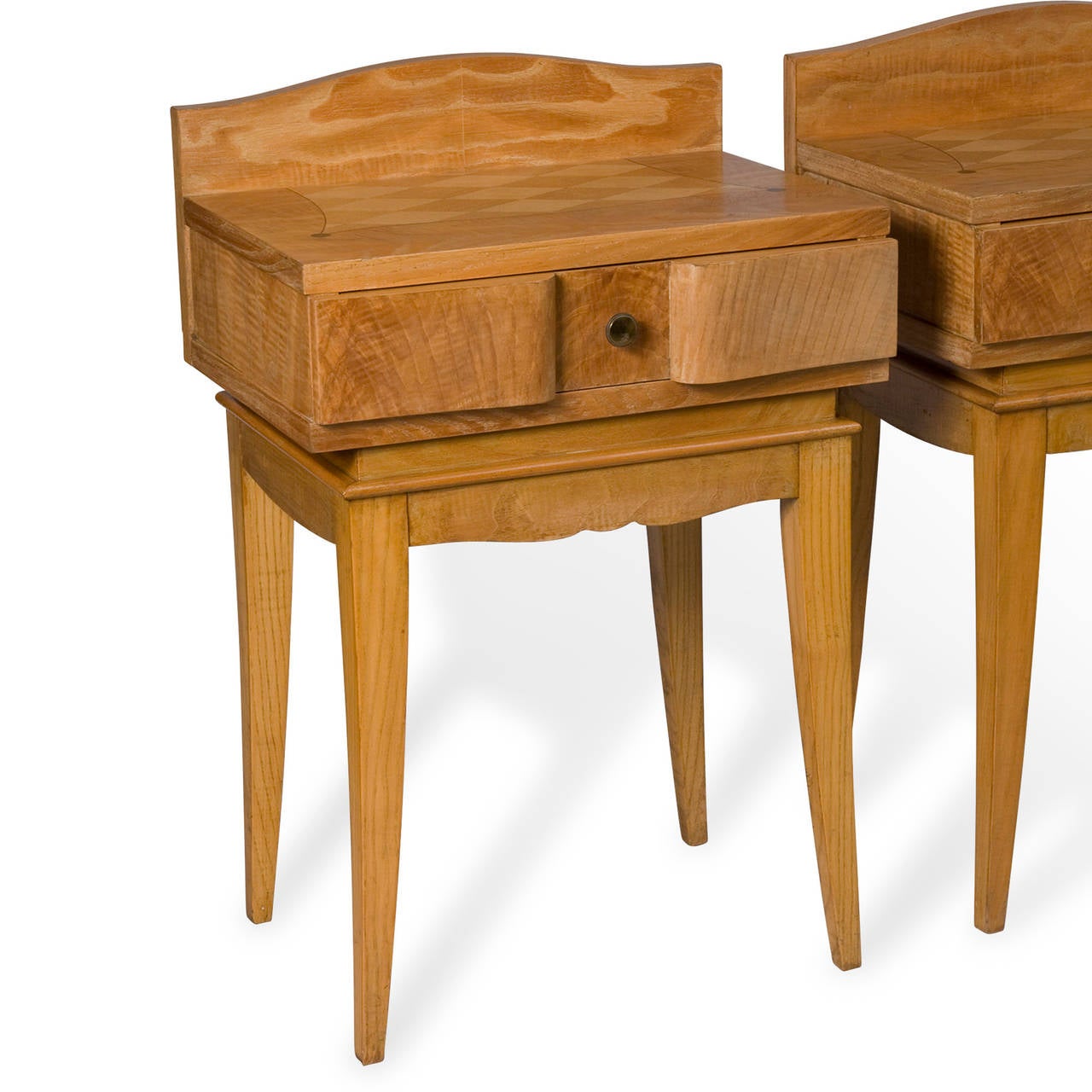 French Oak Inlaid End Tables In Excellent Condition For Sale In Brooklyn, NY
