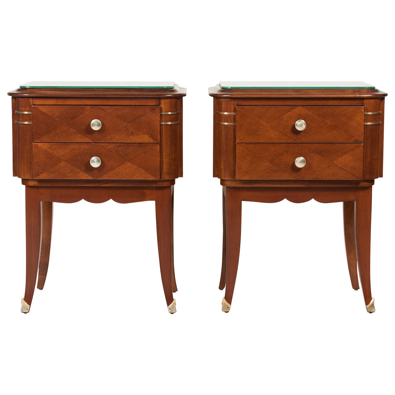 French 1940s Two-Drawer End Tables For Sale