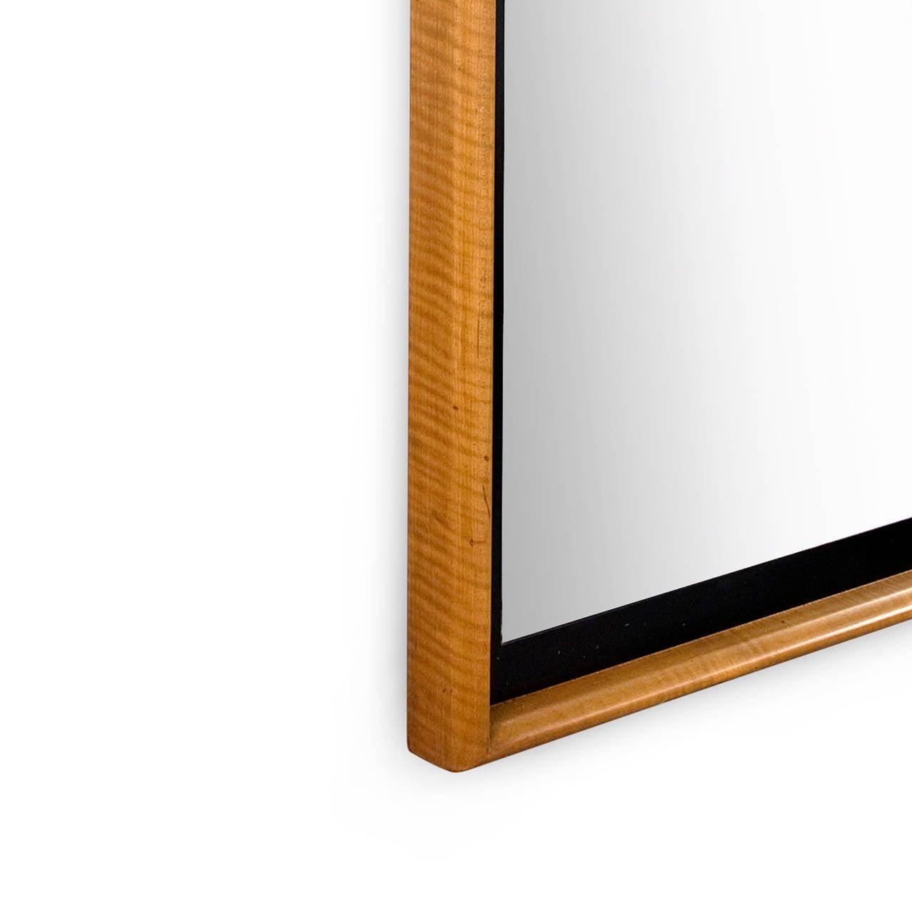 American Maple and Ebonized Wall Mirror For Sale