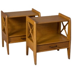 Pair of Single Drawer Oak End Tables