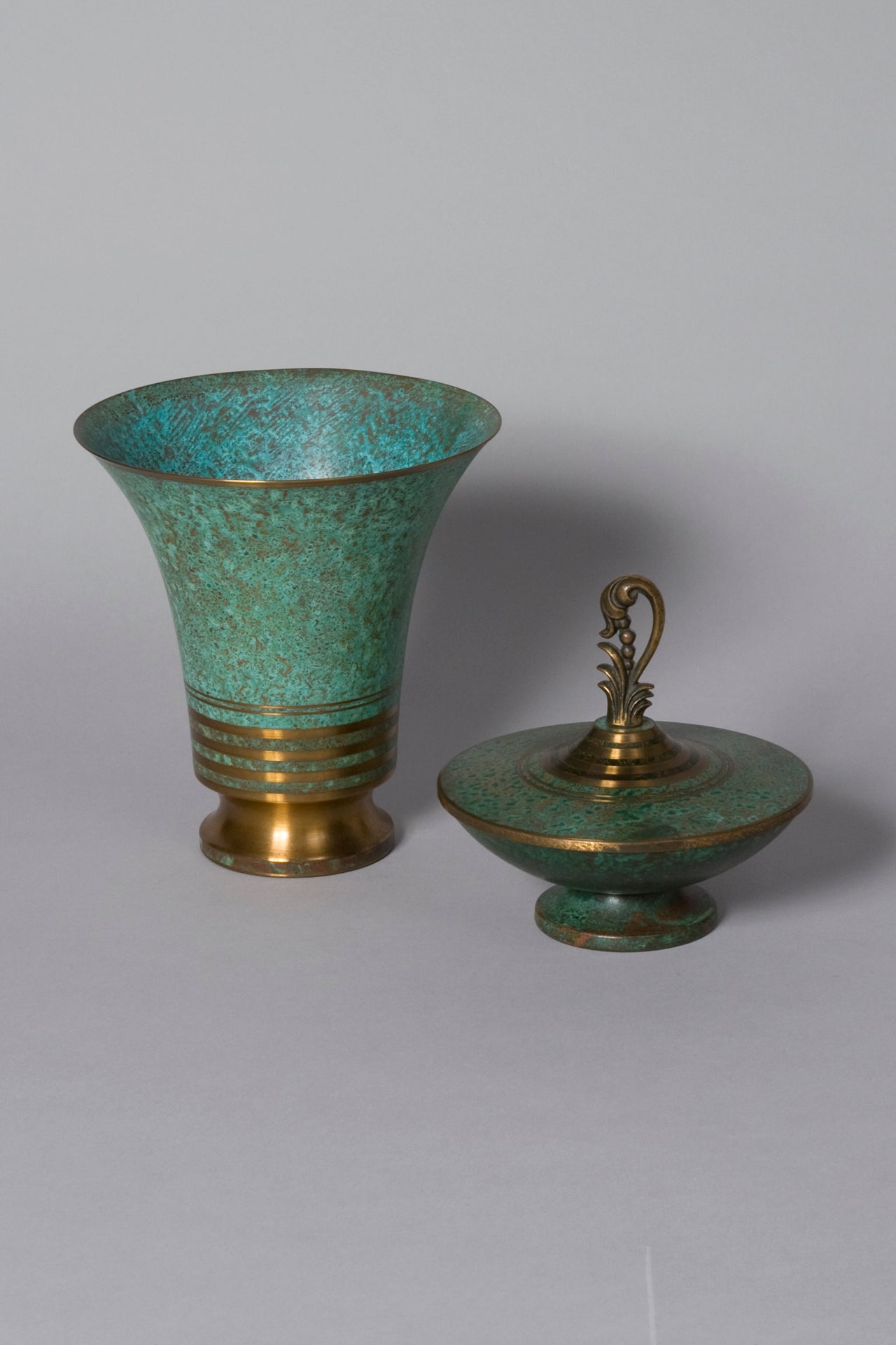 Two Verdigris Bronze Objects by Carl Sorensen