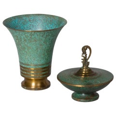 Two Verdigris Bronze Objects by Carl Sorensen