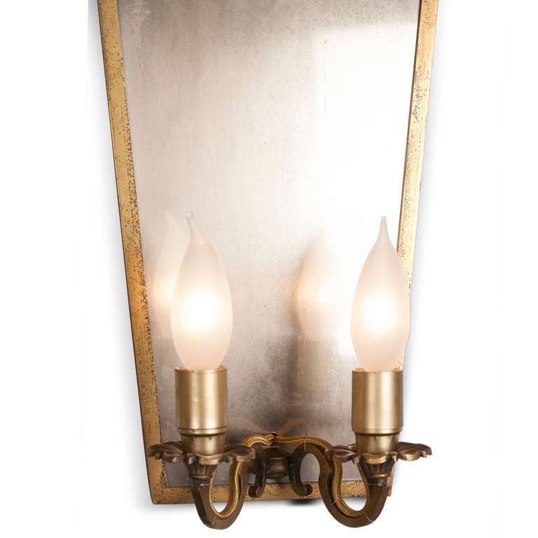Pair of Brass Shield Sconces 1