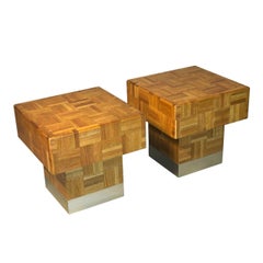 Pair of Blocky Patchwork End Tables